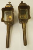 Two 19th century brass coach lamps by the Limehouse Coach Company