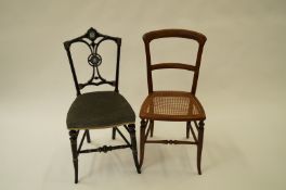 A Wedgwood style laced chair ebony and cane chair