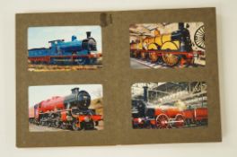An album of 48 railway engines postcards