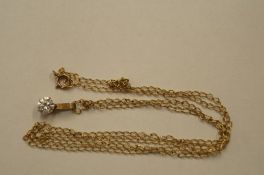 A single stone pendant on a chain, 41cm long 0.9g gross
