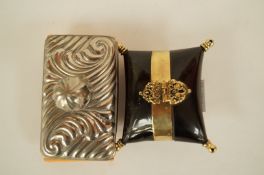 A white metal blotter and jewellery casket
