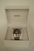 Seiko, Arctura Kinetic, a gentleman's stainless steel bracelet watch, the black dial with