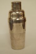 A French silver plated Art Deco style cocktail shaker