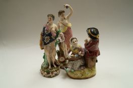 Two early 19th century Royal Crown Derby figures, along with a Sitzendorf figure