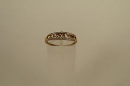 A 9ct gold ring, pierced 'I Love You' and set with two small single cut diamonds, finger size O, 1.