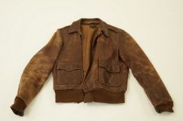 A leather Vietnam flying jacket, with applied label initialled S.B Currin