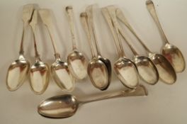 A set of three William IV silver table spoons, by William Eley, London 1834, fiddle pattern,