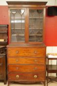 A Victorian mahogany secretary glazed bookcase