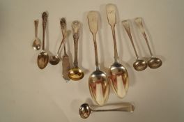 A pair of William IV silver dessert spoons, William Eley London 1835 fiddle pattern, monogrammed,