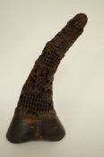 A 19th century Buffalo horn with detailed carving of figures