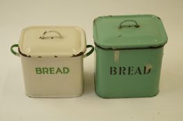 Two vintage enamel bread bins