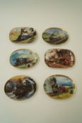 A collection of eight Davenport platters with railway scenes