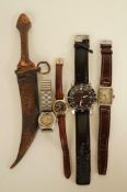 A gentleman's 1930's steel wristwatch, on a strap, an "Everite" boys wristwatch, a ladies quartz