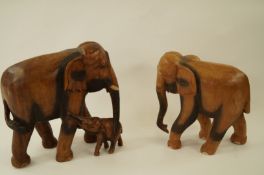 Two large wooden elephants