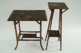 Two bamboo oriental tables