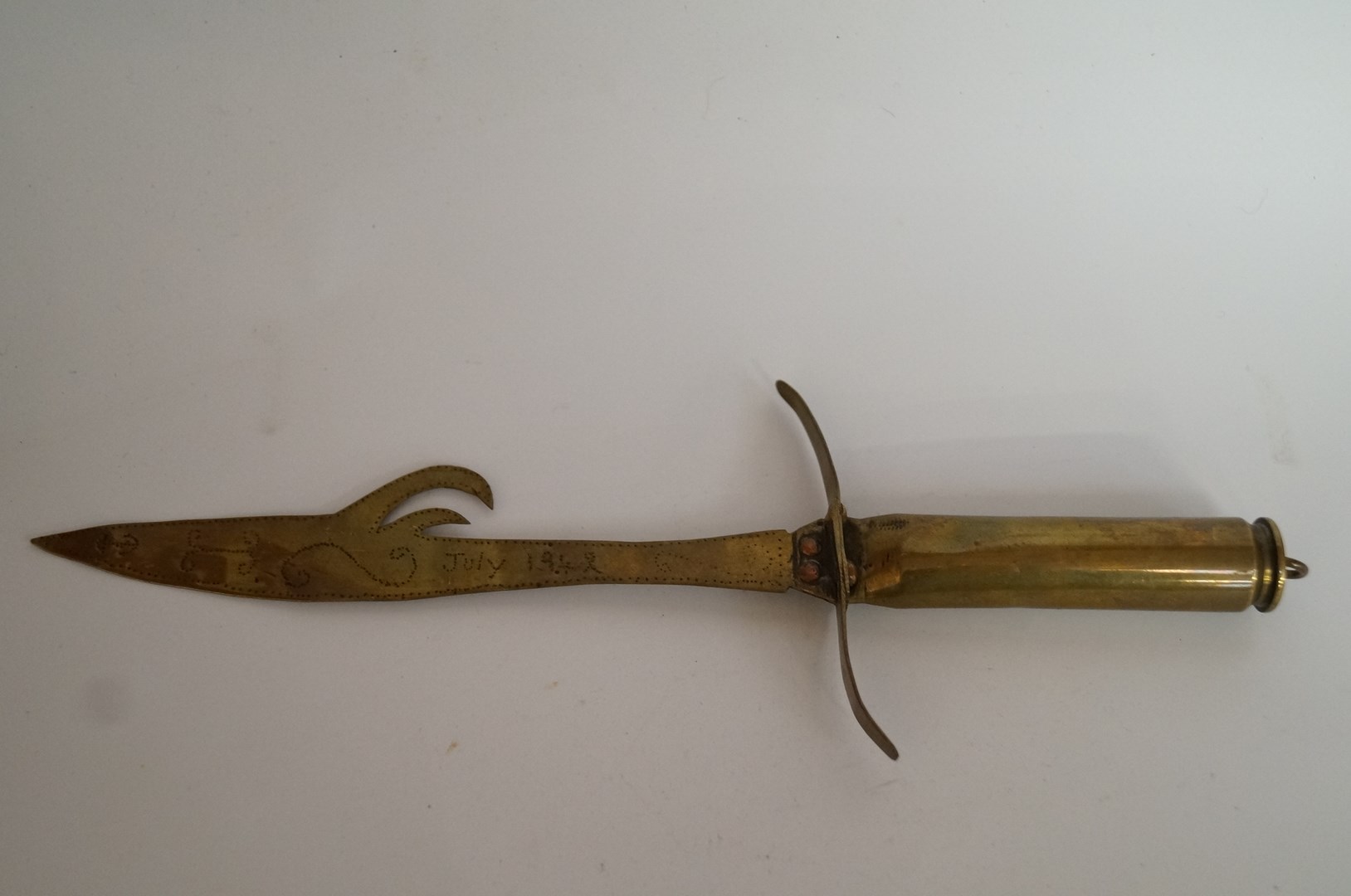 An interesting trench art navy dagger, dated July 1942