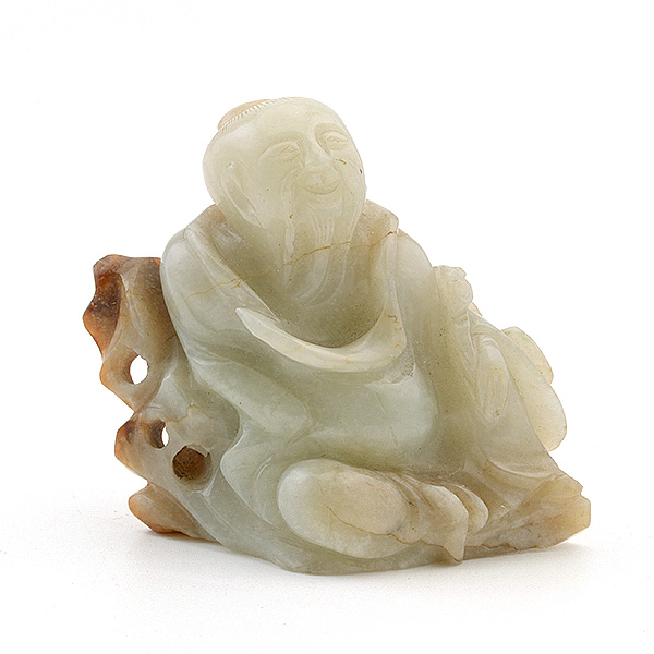 Three Jade Carvings The group comprises two figural carvings, one of a scholar reclining against a - Image 5 of 5