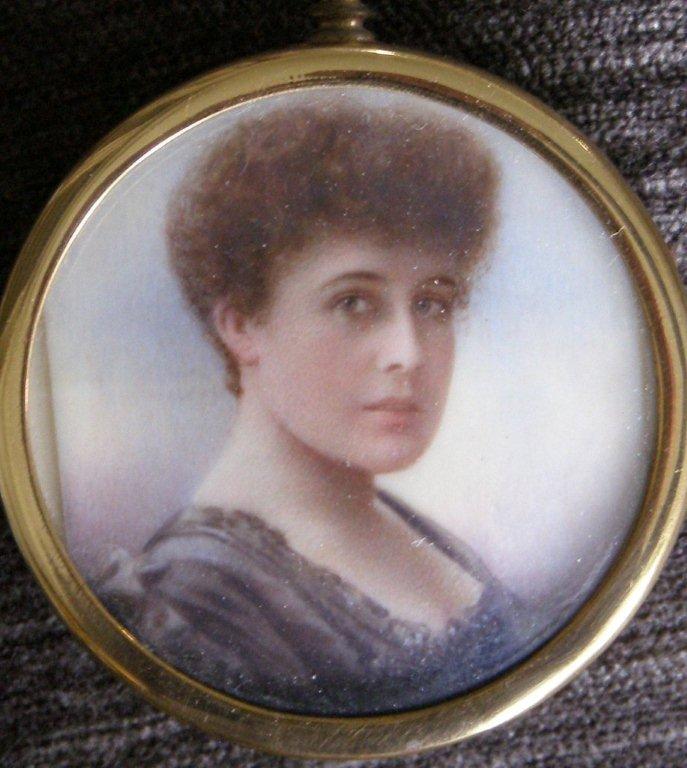 An Edwardian watercolour miniature on ivory - Head & shoulders portrait of a young woman, 2.25? -