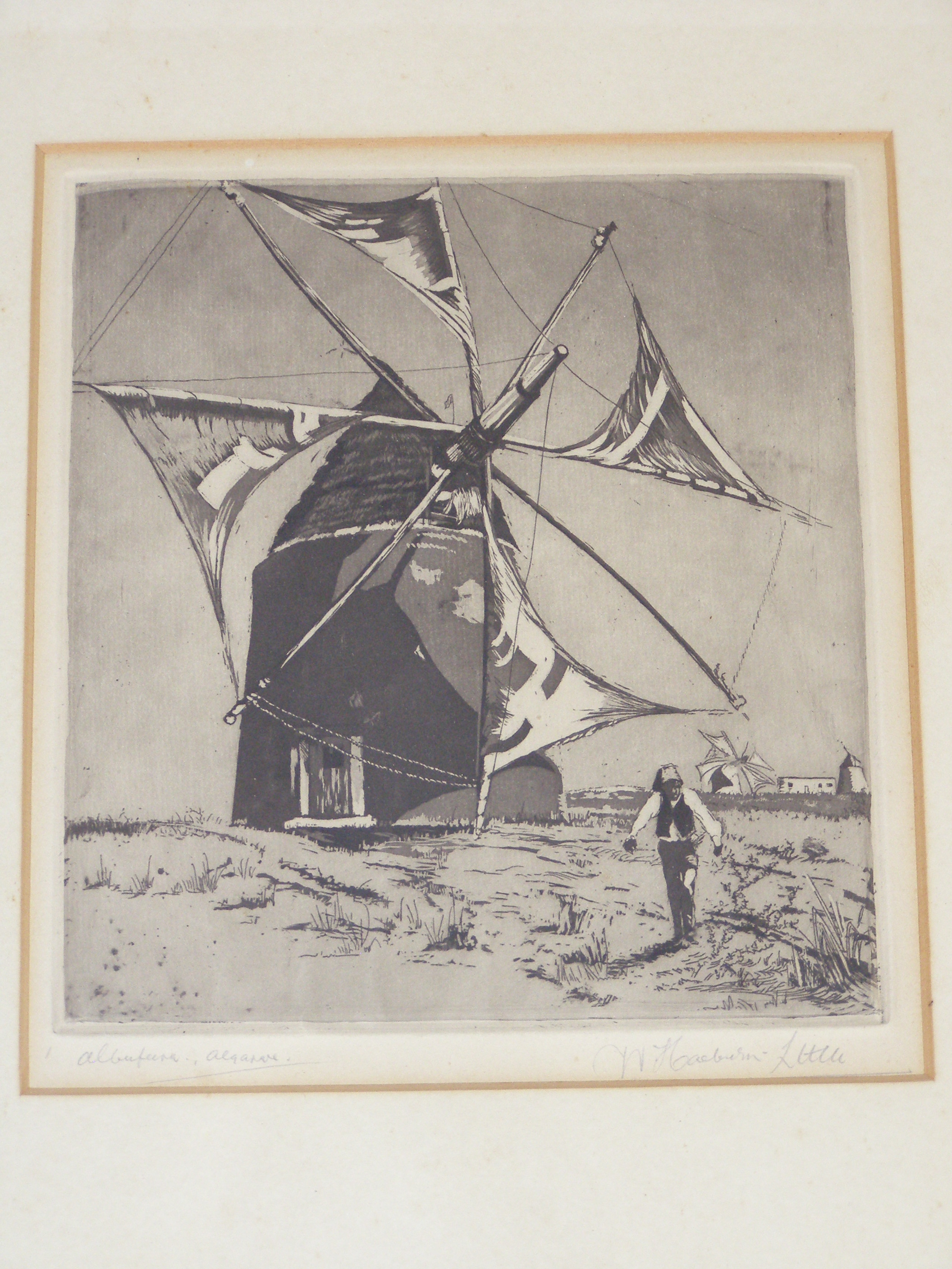 W. Haeburn-Little - two signed black & white etchings - Windmill, Algarve and one other (2)