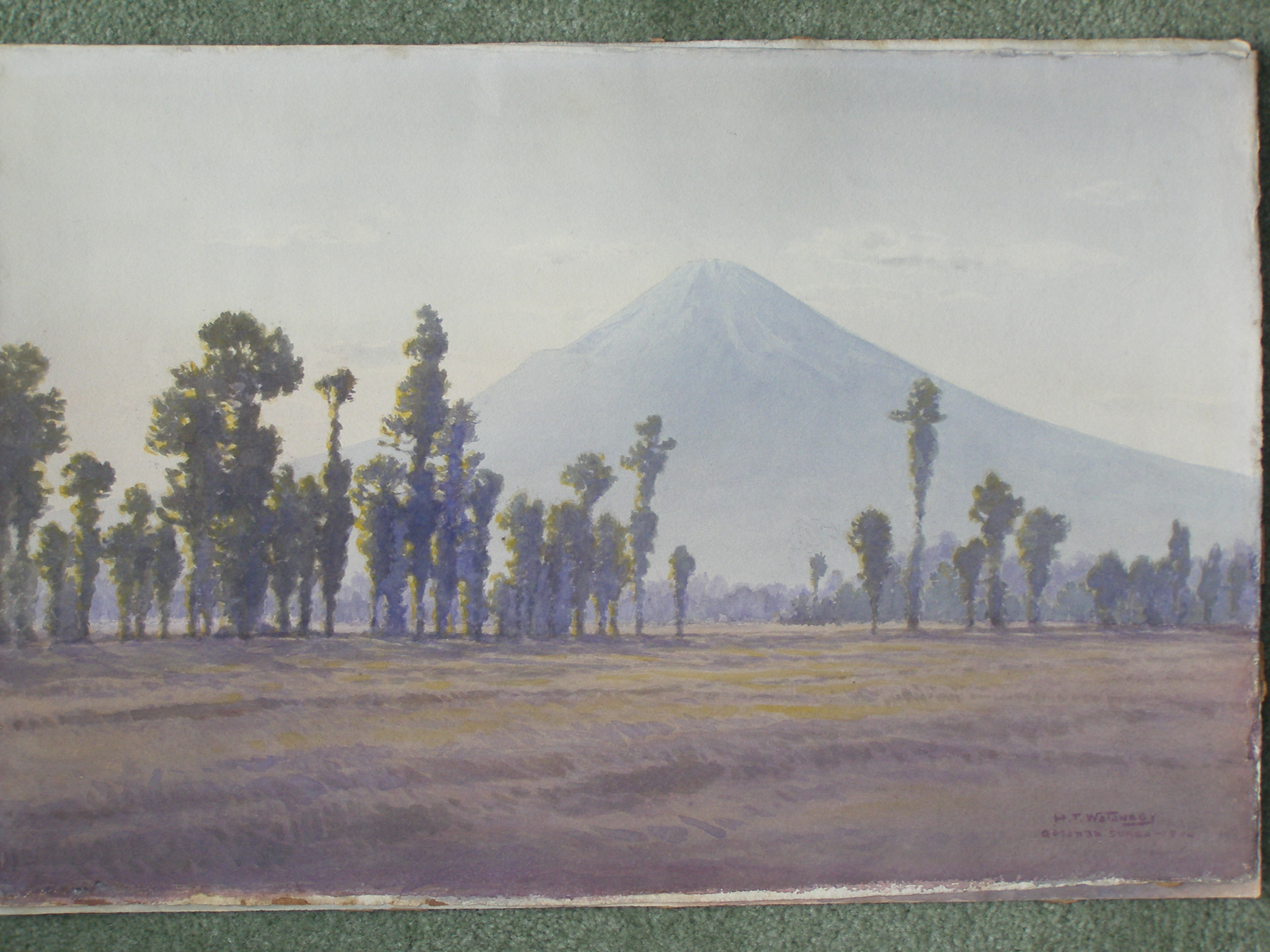T. H. Watanabe -  four unframed watercolour views depicting fisherman on lakes, including one