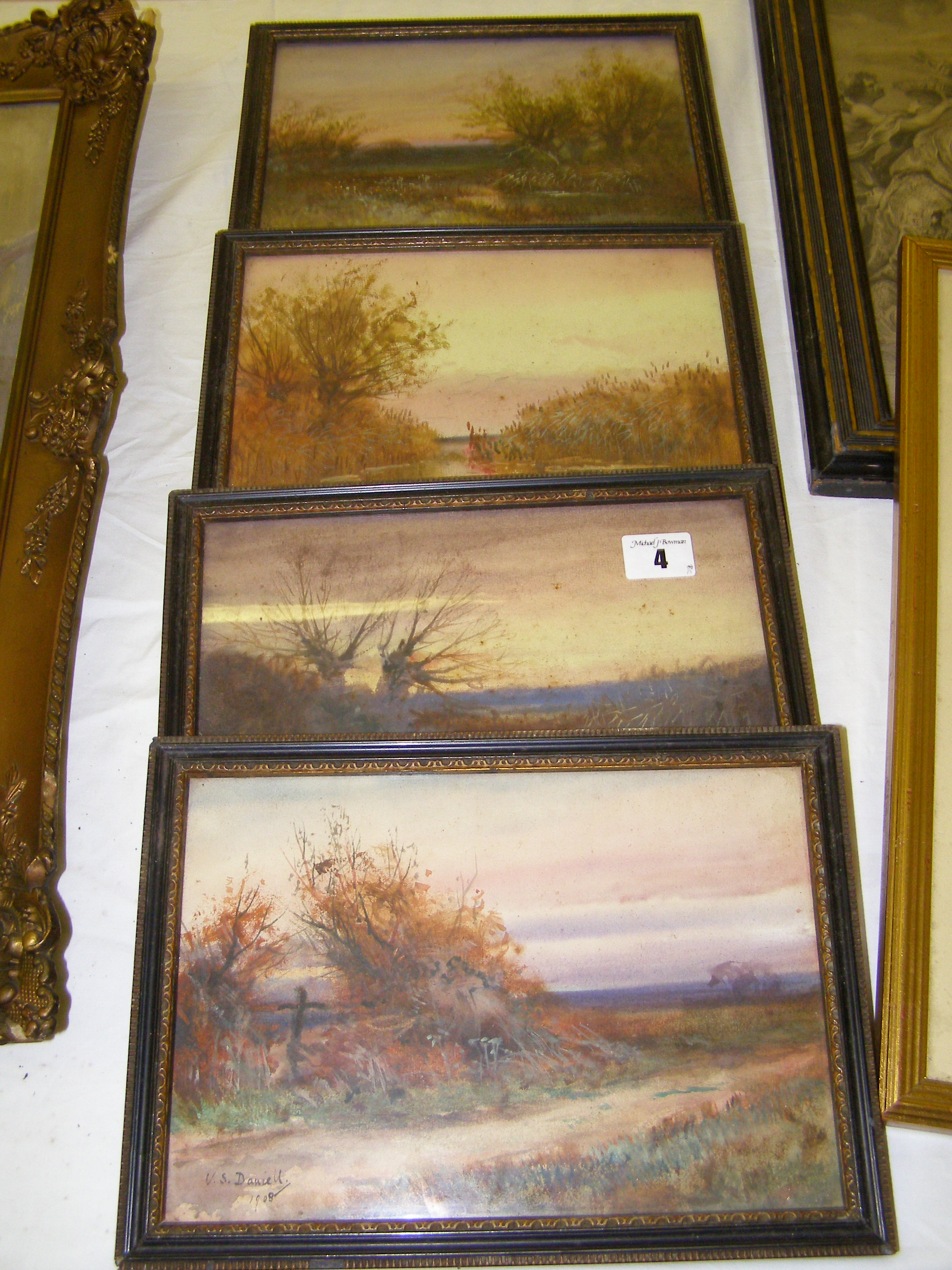 V. S. Daniell ? a set of four small watercolours ? Landscapes with watercolours