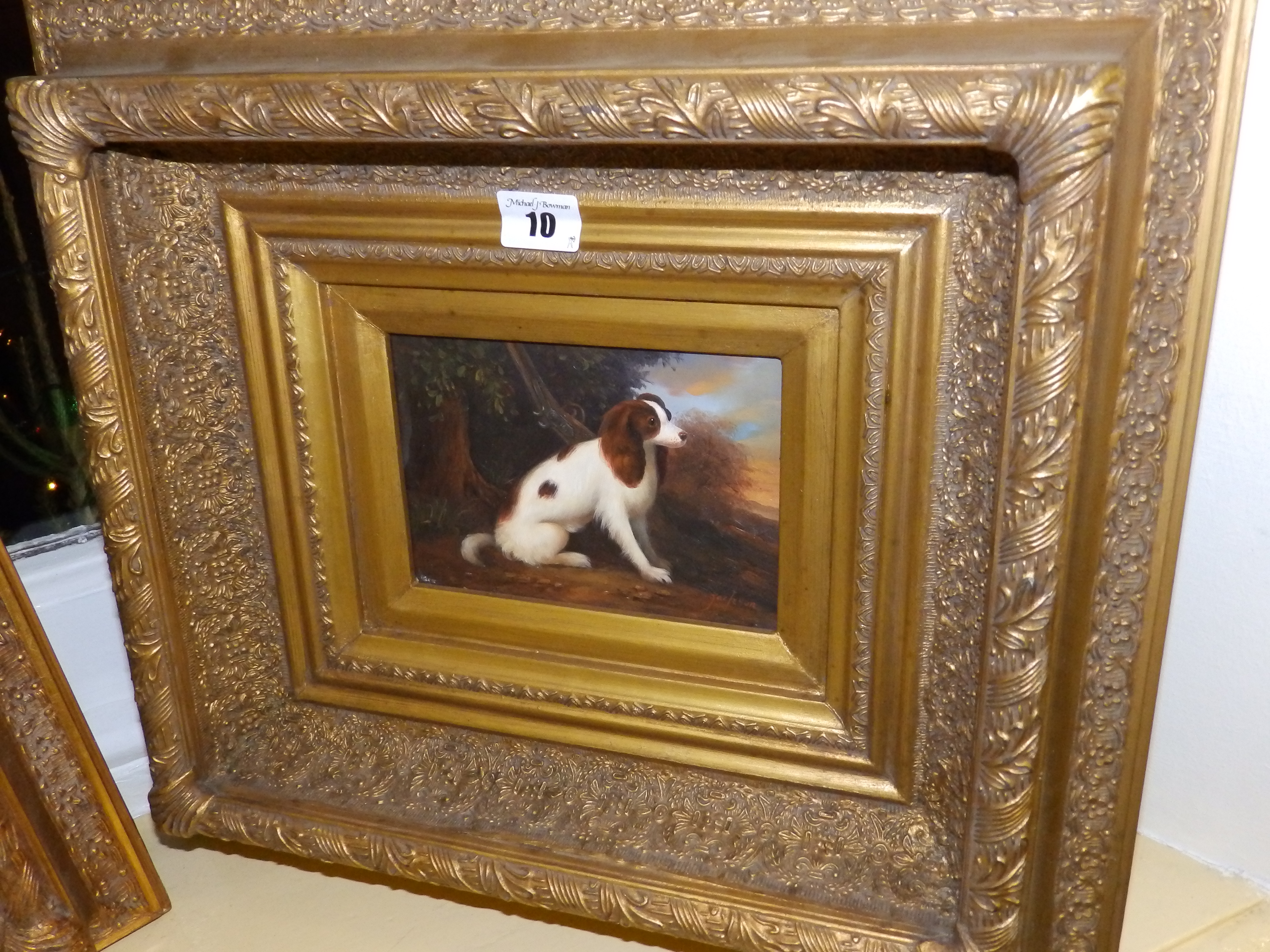 A small reproduction oil on panel ? Spaniel, 4? x 6?
