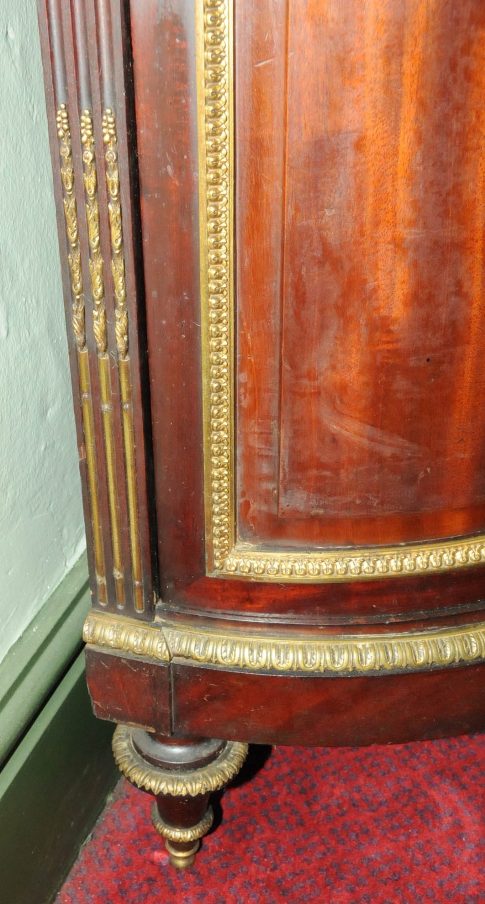 A late 19th century French mahogany corner cabinet, with marble top, by Mellier, with brass - Image 6 of 6
