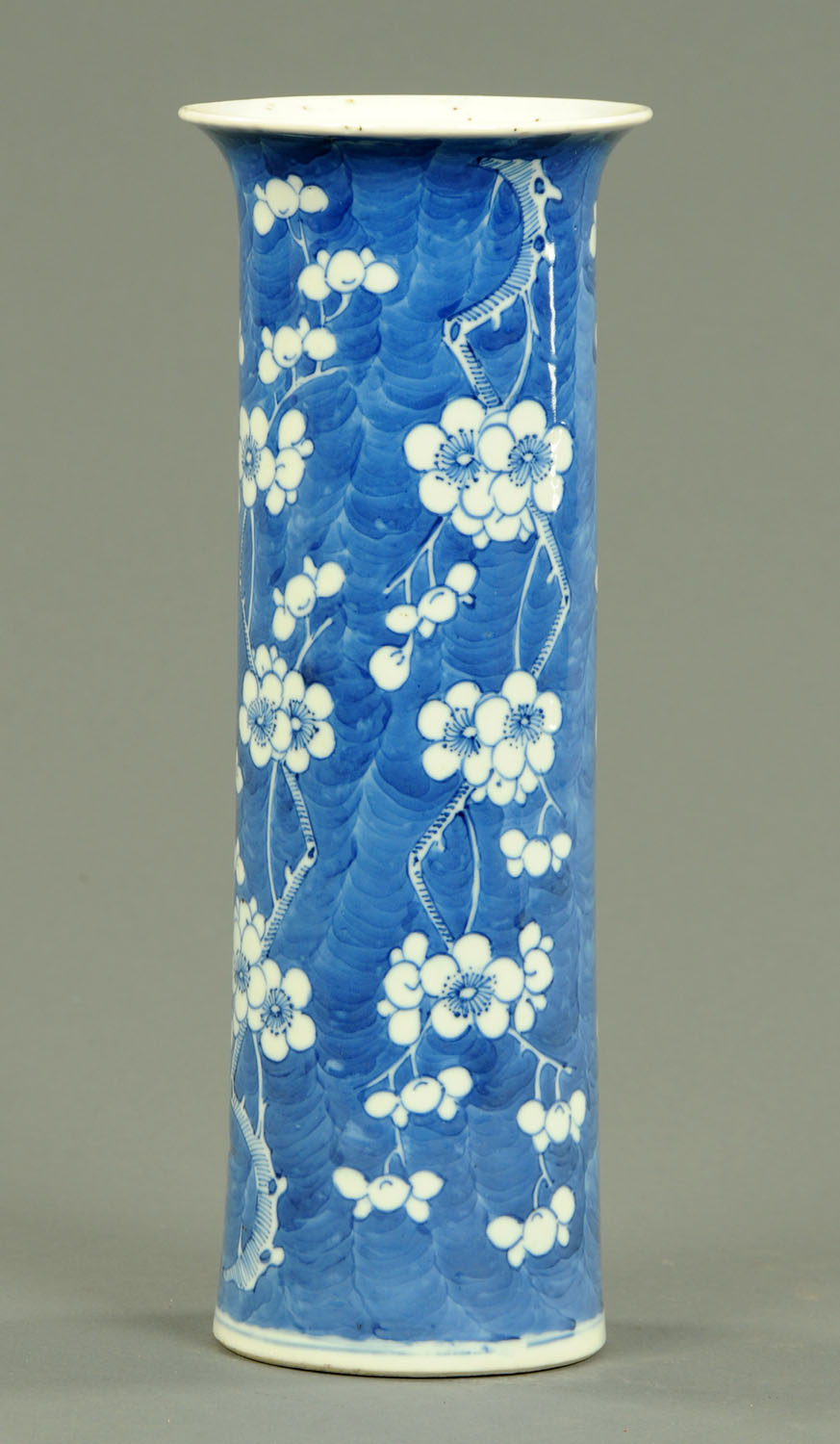 A 19th century Chinese spill vase, cherry blossom, four character mark to base.  Height 12 ins.