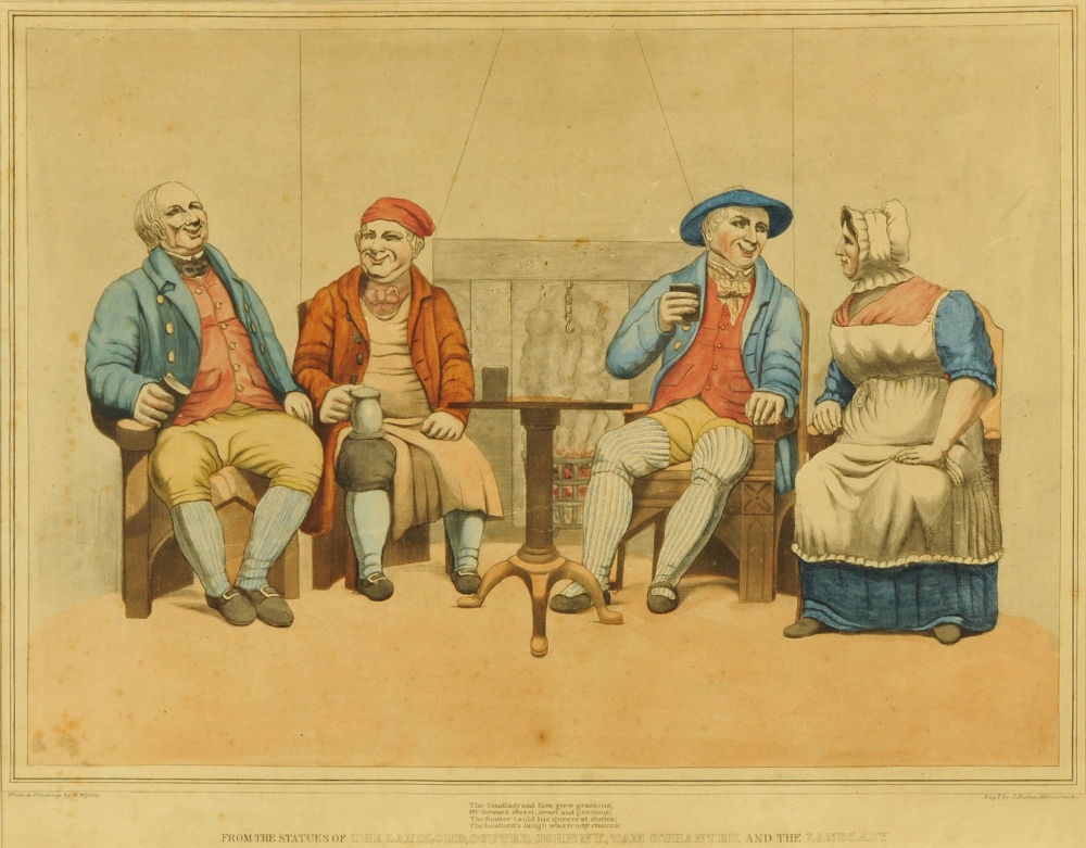 After H. Wyllie, a humorous engraving, "From the Statues of the Landlord, Souter Johnny, Tam o'