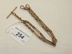 A 9 carat gold pocket watch chain   CONDITION REPORTS  Weight approx. 15.5 gms.  Overall with
