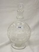 A Baccarat decanter of etched foliate moonflask design   CONDITION REPORTS  Underneath of the
