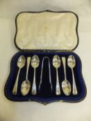 A cased set of six Edwardian silver teaspoons (by George Jackson & David Fullerton, London, 1905),