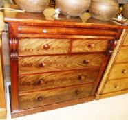 A Victorian mahogany "Scotch" chest, the shaped slim long drawer over two short drawers over three