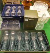 Assorted boxed glass wares to include tumblers, brandy glasses, bowls, champagne flutes and a