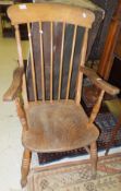 A late 19th / early 20th Century beech and elm stick back Windsor chair