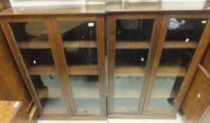 Two circa 1900 oak two door bookcases