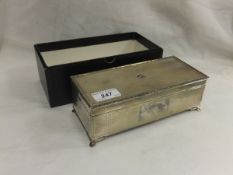 A mid 20th Century silver engine turned cigarette box with cedar wood  lined interior (by John Rose,
