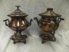 A 19th Century brass samovar, together with a 19th Century copper samovar