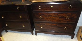 A Stag mahogany double wardrobe, together with a pair of matching three-drawer bedroom chests