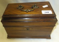 A Georgian mahogany tea caddy   CONDITION REPORTS  Extensively restored and rebuilt, restained,