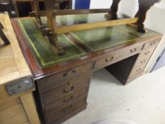 A mahogany partners' desk with inset green top    CONDITION REPORTS  Size approx,. 181 cm x 124 cm x