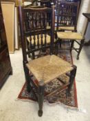 A composition set of nine North Country spindle back rush seated dining chairs in the 18th Century