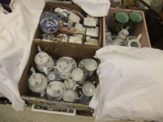 Three boxes of chinaware to include Continental tea wares, kitchen wares, etc