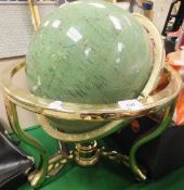 A modern globe in coloured stone and mother of pearl finish