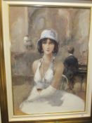 LUIGI ROCCA "Lady in white", oil on canvas, signed bottom left