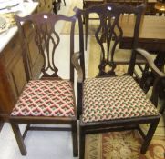 A set of eight late 19th / early 20th Century mahogany dining chairs with upholstered seats (6