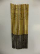 A set of seven pairs of early 20th Century ivory and white metal mounted chopsticks, each