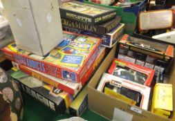 Assorted board games to include backgammon, Scalextric, together with assorted boxed models of cards