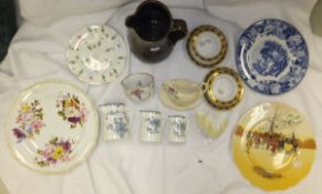 A collection of decorative china wares to include three Royal Worcester graduated jugs of coopered