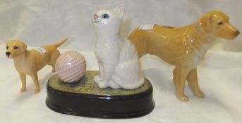 A Beswick pottery figure of kitten with ball of wool, together with a Beswick pottery figure of a